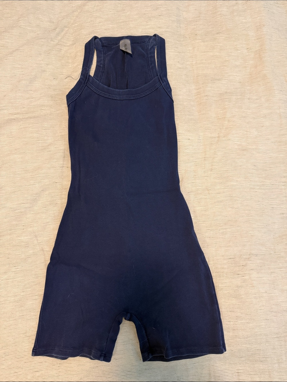Navy Ribbed Tank Athletic Romper
